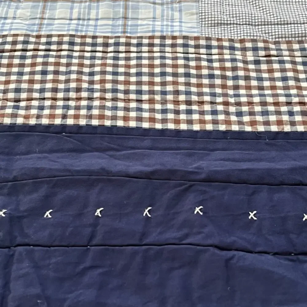 Pottery Barn Kids Navy Patchwork Reversible 70.5